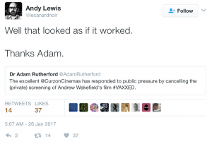 Andy Lewis - private not secret - prevents private hire of cinema