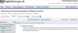 The Wellbeing of Future Generations Act - Welsh Legislation apparently mandating real climate awareness and action 